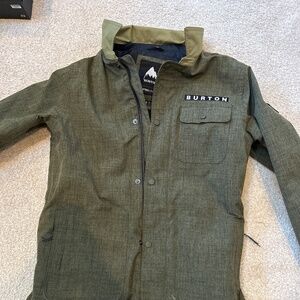 Burton Ski/Snowboarding Jacket - Olive Green and Black - Size Small